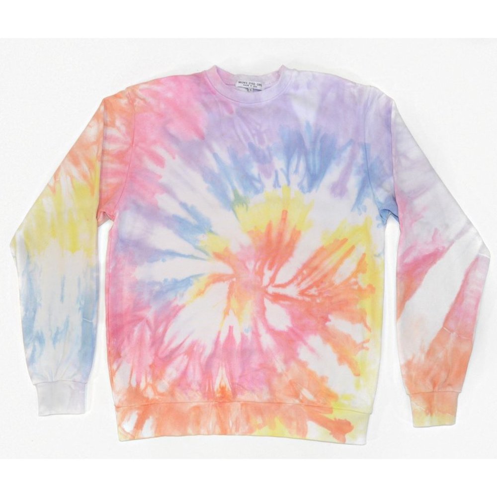 Brown Dyed Girl Tie-Dye Pastel Crew Sweatshirt NWT